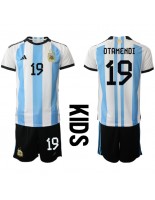 Argentina Nicolas Otamendi #19 Domácí dres pro děti MS 2022 Krátký Rukáv (+ trenýrky)